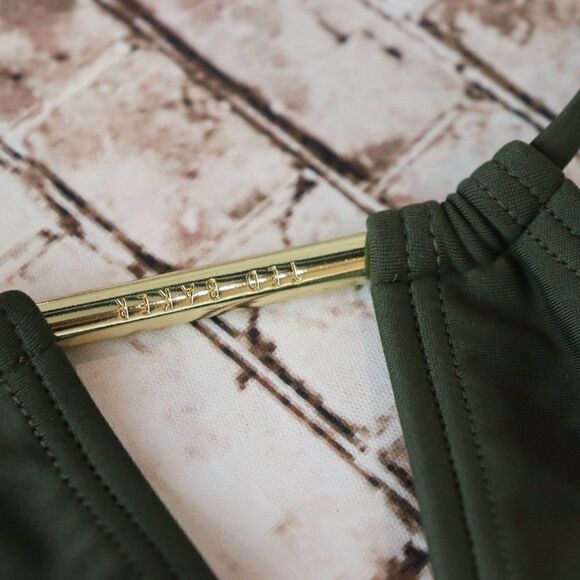 Ted Baker Pikaa Khaki Green Halter Swimsuit Size 10 New - Picture 7 of 11